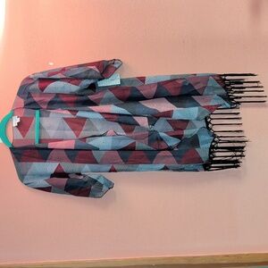 LuLaRoe Geometric Patterned Blouse - Black, Red, White